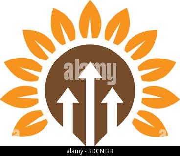 Sunflower Arrow Growth Business Icon Vector Modern Logo Design Template Stock Vector