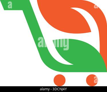 Shopping Cart Leaf Eco Market Icon Vector Modern Logo Design Template Stock Vector
