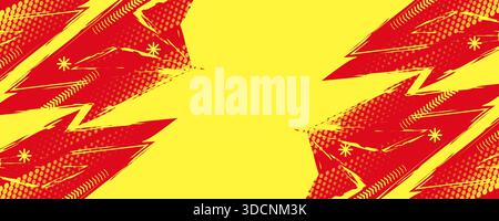 Abstract and Dynamic Sport Background with Pop Art Style and Halftone Pattern. Poster or Banner Template Design for Sports Events or Video Games Stock Vector