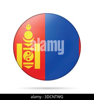 Glass light ball with flag of Mongolia. Round sphere, template icon. Mongolian national symbol. Glossy realistic ball, 3D abstract vector illustration Stock Vector