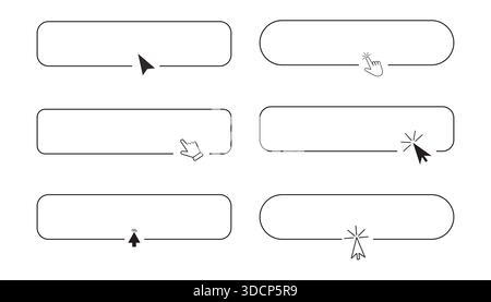 Register now line frame border with arrow, mouse pointer, Button click here, action for web, simple ui ux design element. Press, search box. Vector illustration Stock Vector