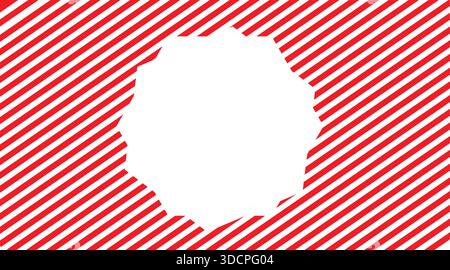 Christmas Card Template with Candy Cane Style Background, Red and White Striped Festive Design Stock Vector