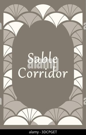 Elegant oval inset with scalloped art deco pattern carrying the Sable Corridor headline. Stock Vector