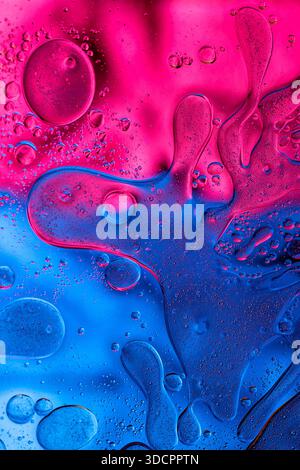 Saturated blue liquid with rounded bubbles, fresh modern background. Stock Photo