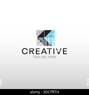 A geometric K letter logo with a modern pixelated design., Letter K monogram, Letter K lettremark Stock Vector