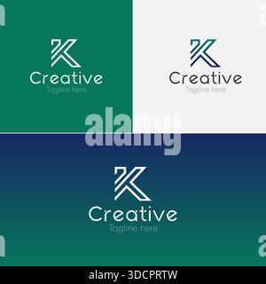 A sleek modern K letter logo with dynamic angular lines. Outline Logo of Letter K , Monogram of letter K Stock Vector