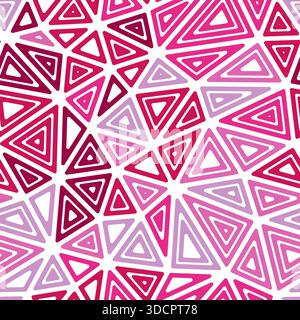 Abstract background with geometric mosaic shapes. Large triangle size. Multiple repeated inner triangles. Multiple colors style. Repeatable pattern. Stock Vector