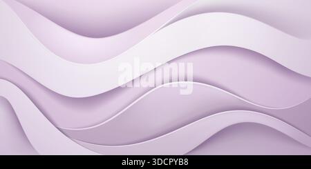 A soothing, abstract illustration featuring wavy, layered purple shapes with subtle shading and smooth curves, creating a calming atmosphere. Stock Vector