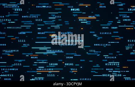 Abstract blockchain concept, data blocks, binary code, digital processing in orange and blue. Abstract blockchain concept, data blocks, binary code, digital processing in orange and blue. Science, technology, software, machine learning, big data, deep learning, computer equipment. 3D illustration img technology091s01 abstract data binary code concept Stock Photo