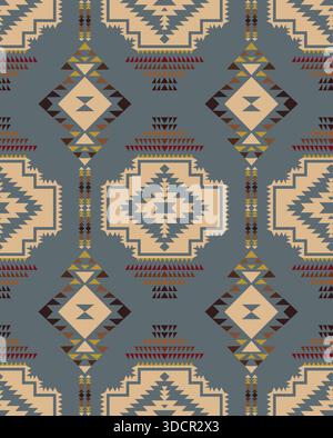 Hand-drawn seamless Aztec tribal geometric pattern in a southwestern ethnic style. Repeating vector textile background suitable for fabric prints, rug Stock Vector
