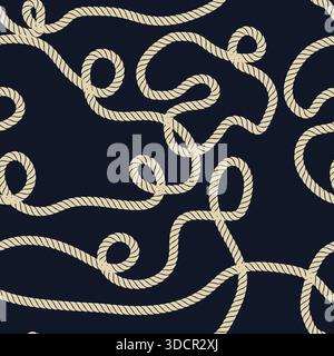 Seamless hand-drawn rope pattern vector for textile and wallpaper design. Repeating nautical-inspired illustration suitable for fabrics Stock Vector
