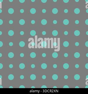 Seamless hand-drawn polka dot pattern in teal on a grey background. Vector illustration suitable for wallpaper, stationery, textiles, fabric prints Stock Vector