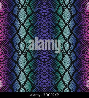 Seamless hand-drawn snakeskin reptile pattern with vibrant geometric texture Stock Vector