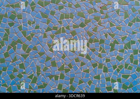 Blue and green tiled wall Stock Photo