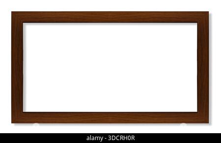 Rectangular picture frame. Old wooden frame, vintage style, with empty space and isolated white background Stock Photo