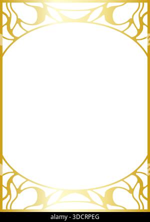 An elegant hand-drawn Art Nouveau–style frame featuring a refined gold gradient. Designed in A4 size, ideal for covers, posters, certificates, invitat Stock Vector