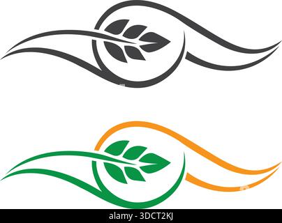 Wheat Leaf Line Logo Vector Agriculture Nature Template Design Stock Vector