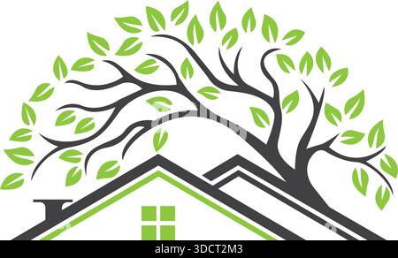 Tree Home Nature Logo Design Real Estate Growth Template Vector Stock Vector
