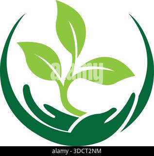 Leaf Hand Eco Nature Care Icon Template Modern Vector Logo Design Stock Vector