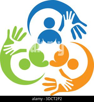 People Hand Circle Community Icon Modern Vector Logo Design Template Stock Vector