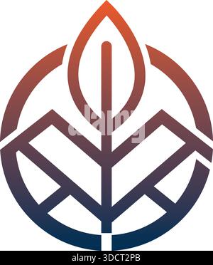 Leaf Line Nature Logo Template Organic Growth Vector Design Stock Vector