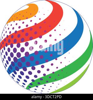 Globe Color Wave Logo Vector Modern Global Template Design Icon Stock Vector