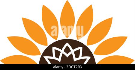 Sunflower Nature Growth Logo Template Organic Vector Design Stock Vector