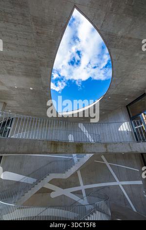 Allschwil, Switzerland - November 03. 2025: the open spiral staircase in the modern office building of the Switzerland Innovation park, which differen Stock Photo