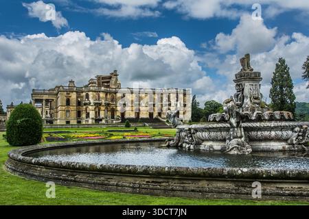 The Perseus and Andromeda fountain in front of the ruined Witley Court mansion in Worcestershire, England. Stock Photo