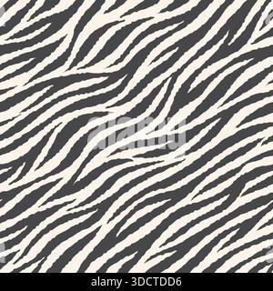 Trendy zebra skin abstract seamless pattern with wild animal stripes Stock Vector