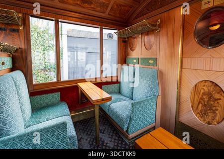 GoldenPass Line Belle Epoque train vintage interior with wood paneling ...
