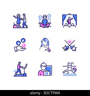 Hobbies and leisure - set of line design style icons Stock Vector
