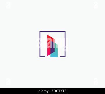 Geometric Home Construction Logo Design Stock Vector