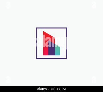 Geometric Home Construction Logo Design Stock Vector