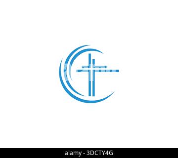 Minimal Cross and Church Symbol Logo, Contemporary Faith Logo Design Stock Vector