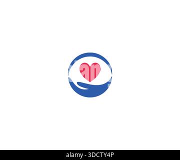Love and Care Heart Logo Design Stock Vector