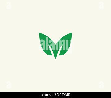 Letter M Organic Natural Leaf Logo Design Stock Vector