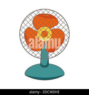 Vintage Electric Fan Illustration. Ideal for summer concepts, home appliance graphics, climate and cooling themes, posters, stickers, infographics. Stock Vector