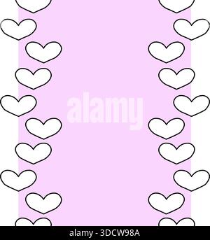 heart line Valentine's Day Frame seamless vertical border. Vector graphic line black and white illustration. For poster, flyer, banner, invitation, so Stock Vector