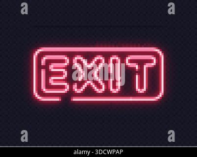 Red neon exit sign with simple bold lettering. Classic symbol for emergency routes or venue navigation. Stock Vector