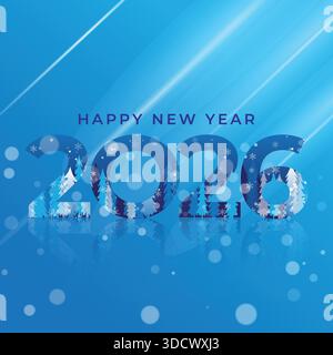 Happy new year 2026 background showflakes display over the trees at dark scene for holiday and celebration background stock illustration Stock Vector