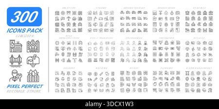 Smart city line icons set collection Stock Vector