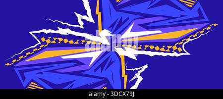 Abstract Energy Background with Lightning and Sharp Geometric Shapes. For Sport or Game Event Banner and Poster Background Stock Vector