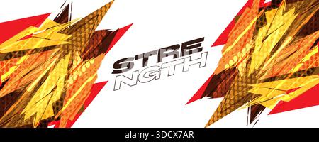 Dynamic Sports Background with Sharp Orange Brush Strokes in Speed Concept, and Overlay Halftone Effect Stock Vector