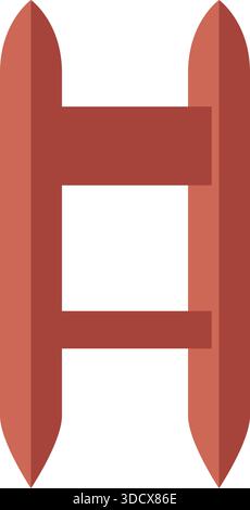 Front view of a simple wooden ladder with two rails and evenly spaced rungs. Stock Vector