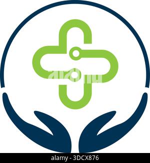 Cross Leaf Health Logo Design Medical Nature Template Vector Stock Vector