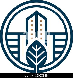 Building Tree Real Estate Logo Vector City Growth Template Design Stock Vector