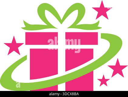 Gift Box Star Logo Design Celebration Shopping Vector Template Stock Vector