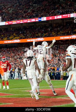 Commandres Running Back Denver Broncos running back RJ Harvey (12) runs with the ball, defended ...