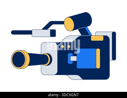 Professional video camera with microphone 2D cartoon object Stock Vector